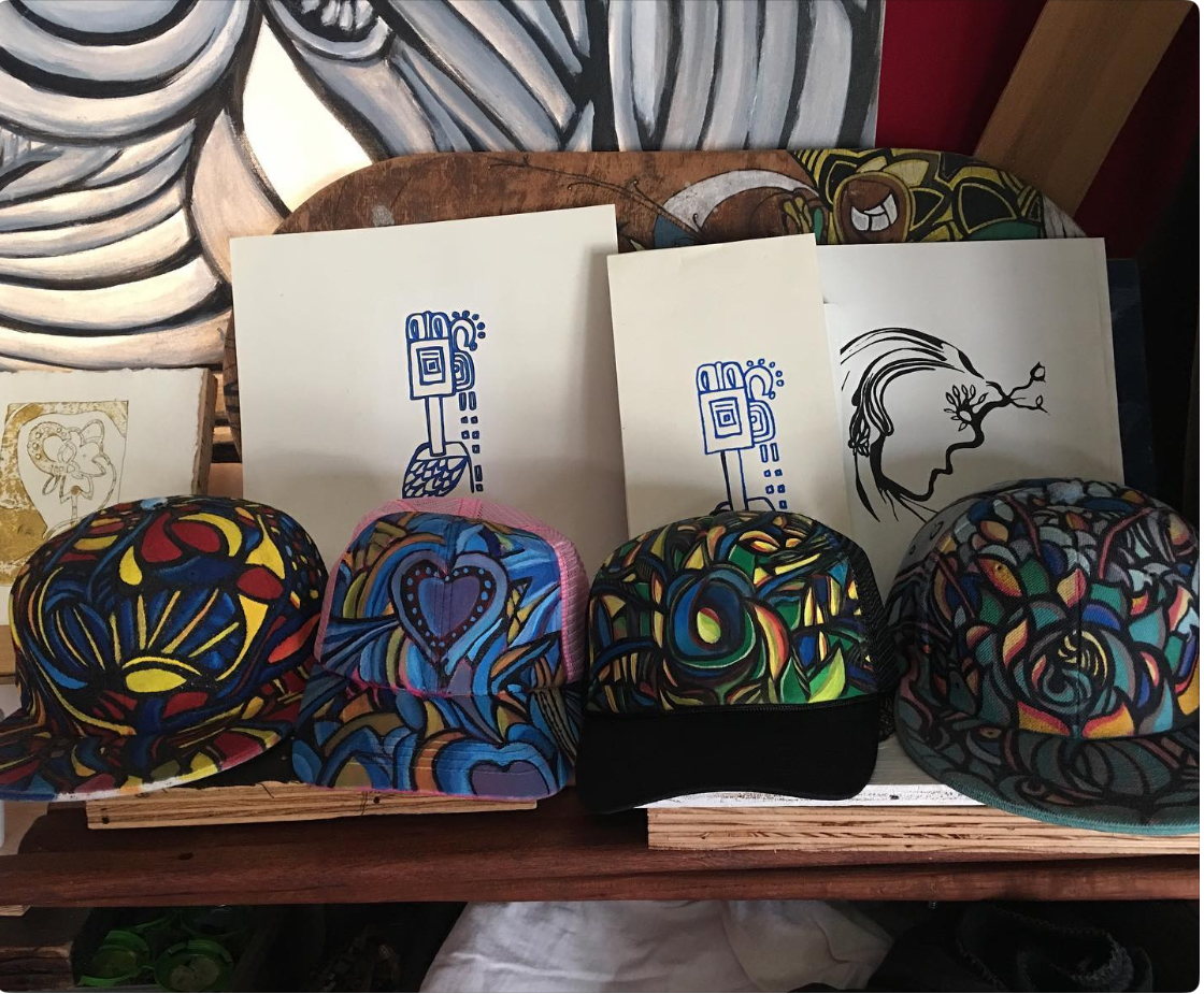 Group of hand painted hats