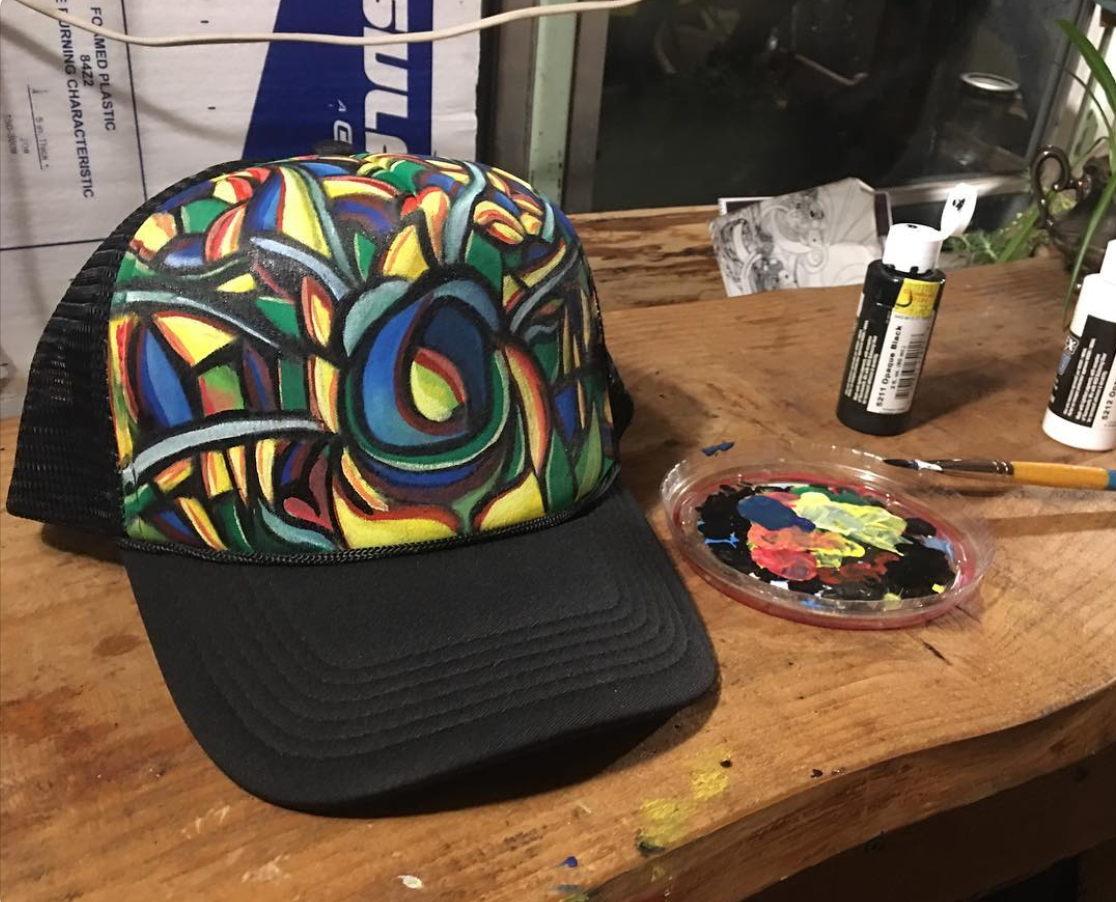 Hand painted hat detail