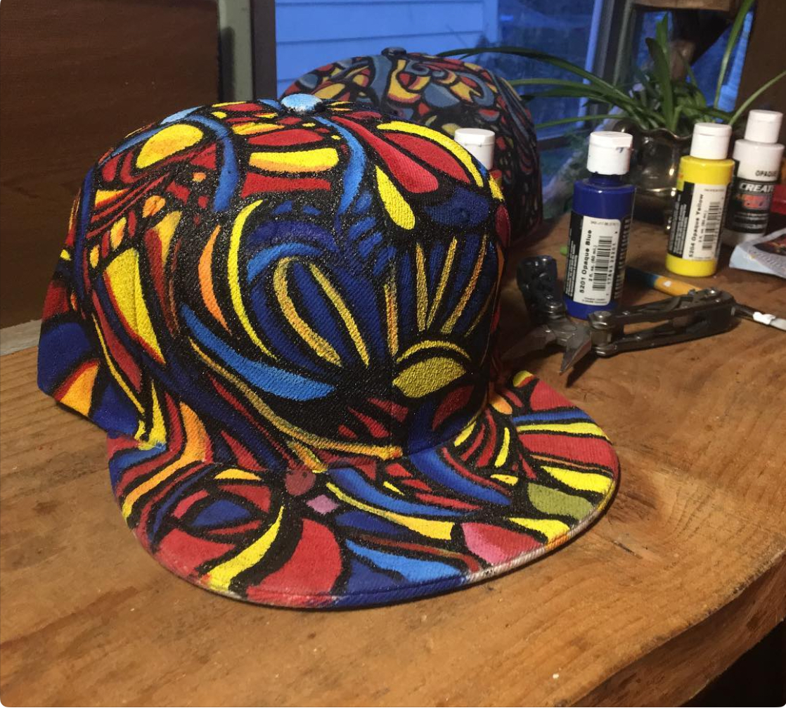 Hand painted hat detail