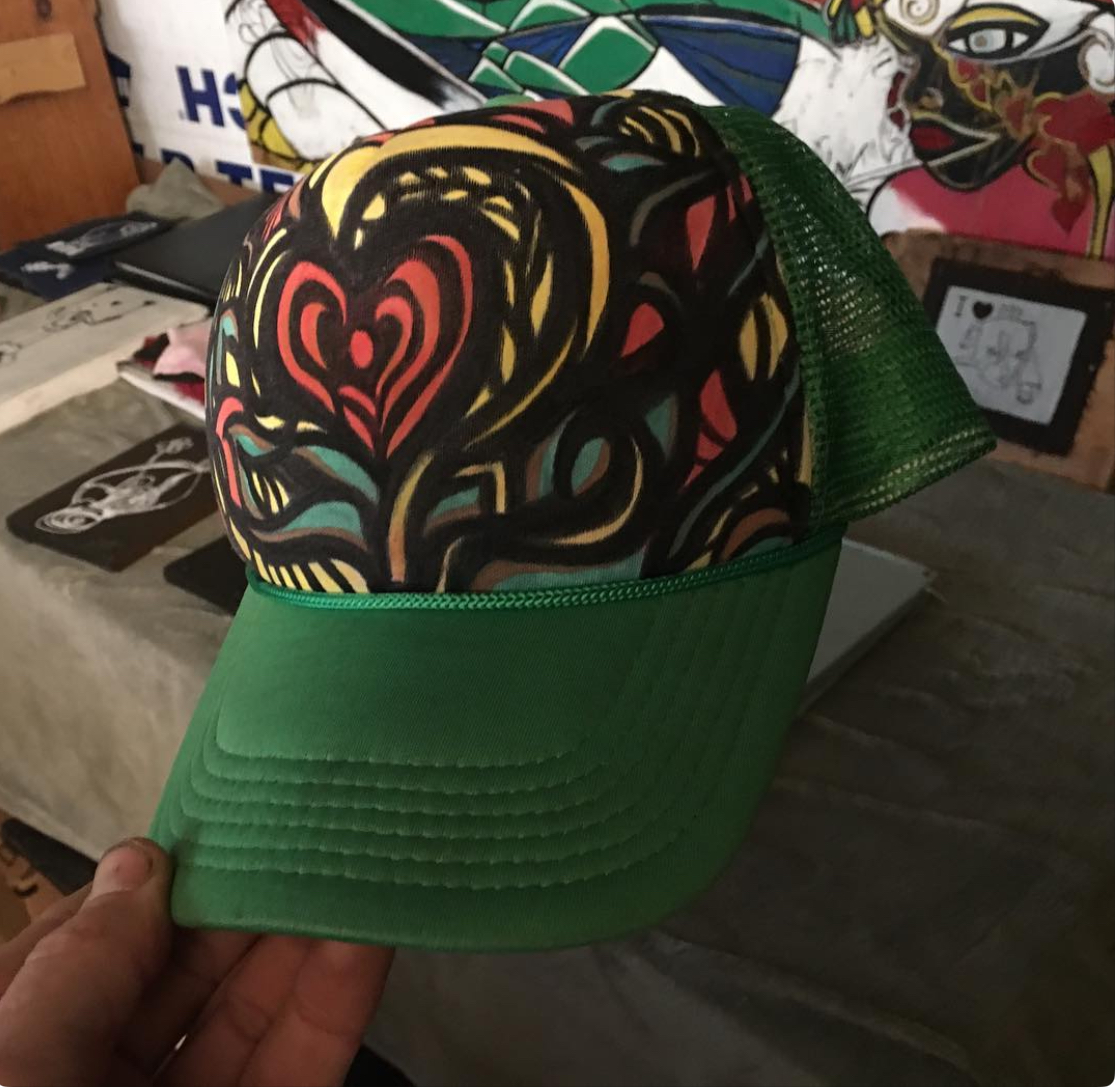 Hand painted hat detail