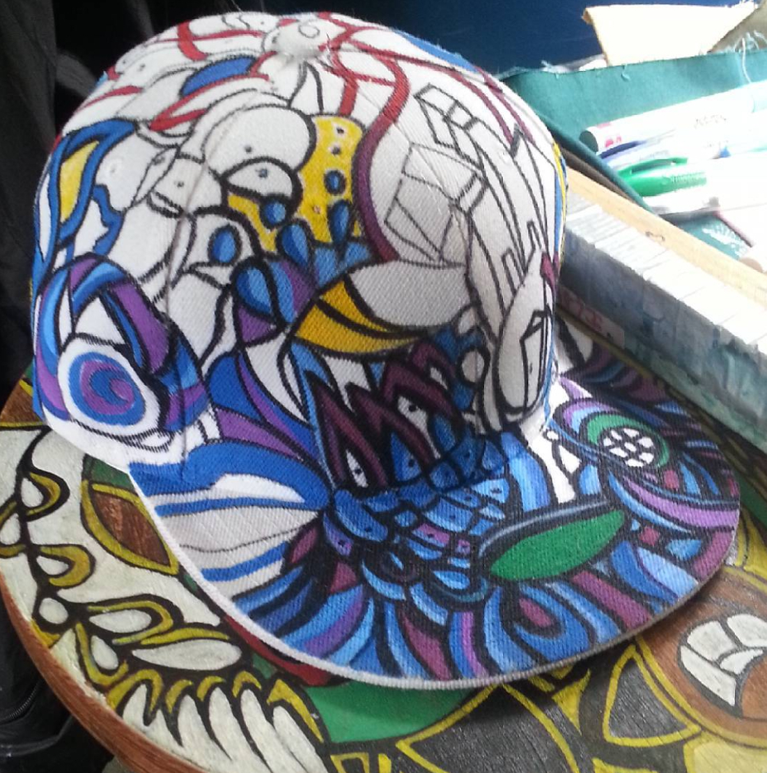Hand painted hat detail